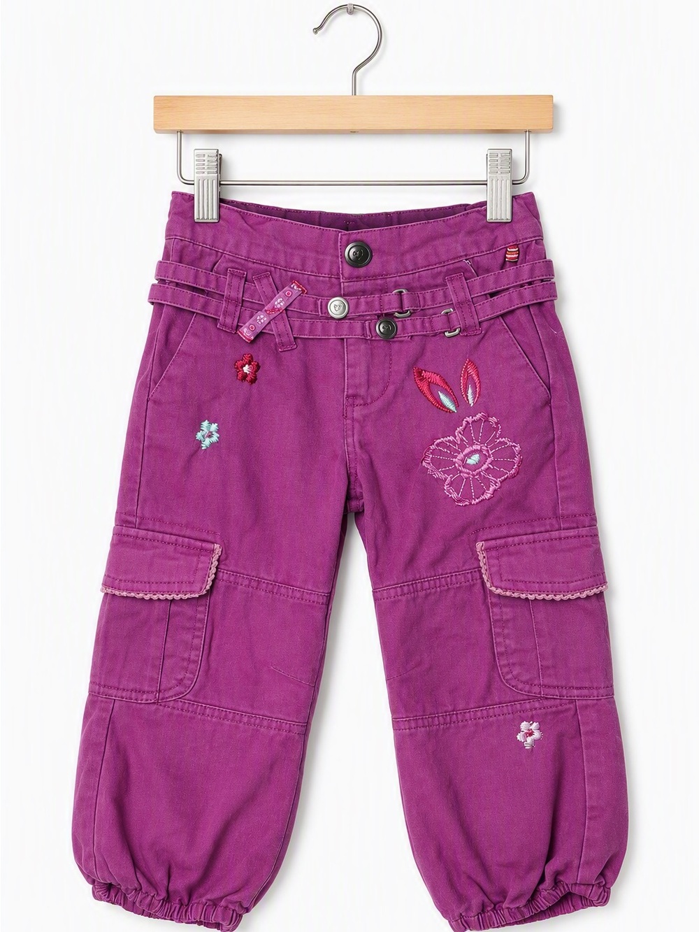 Vintage Y2K Mini Ungava Magenta Multi Belt Cargo Pants 2T